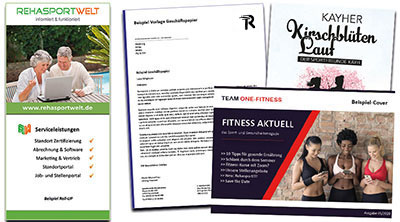 Referenzen Grafikdesign Arbeiten Prinmedien Beispiele für Rehasport Marketing und Sportvereine