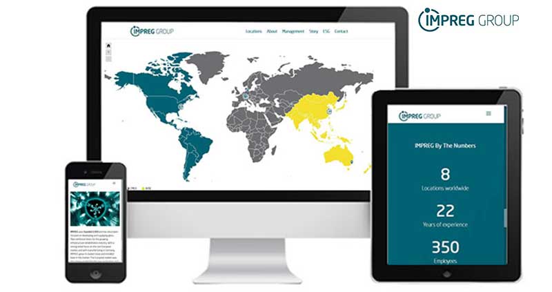 IMPREG Group Webseite mit Informationen zu allen Produktionsstandorten weltweit